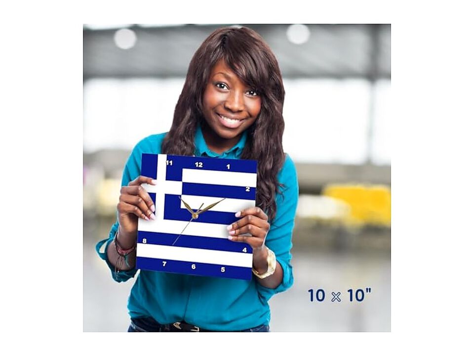 Greek Flag Wall Clock 10 Inch Home Decor