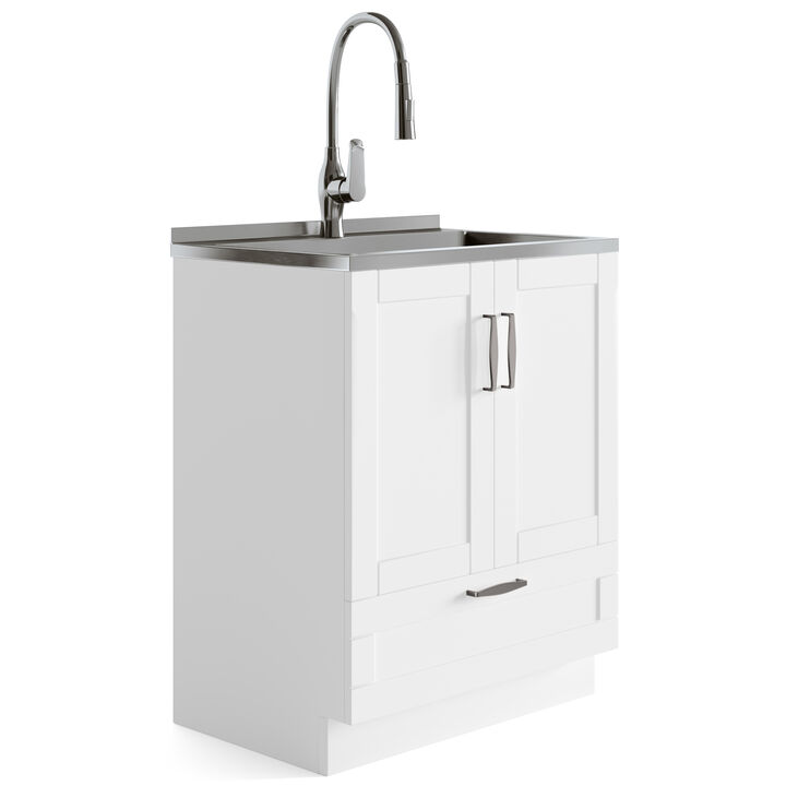 Simpli Home Reed All-In-One Laundry Utility Sink and Cabinet