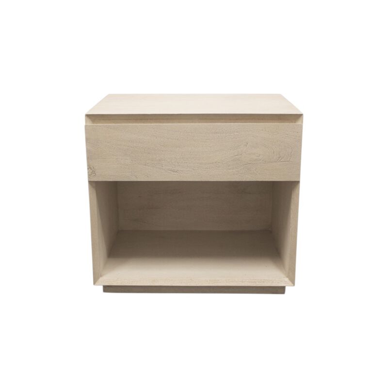 HomeRoots 24" Natural Solid Wood Ribbed Texture One Drawer Nightstand image number 0