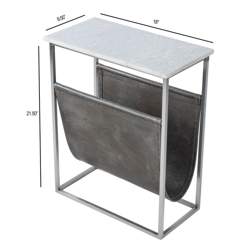 Butler Specialty Company Koler Marble & Leather Magazine Table, Off-White