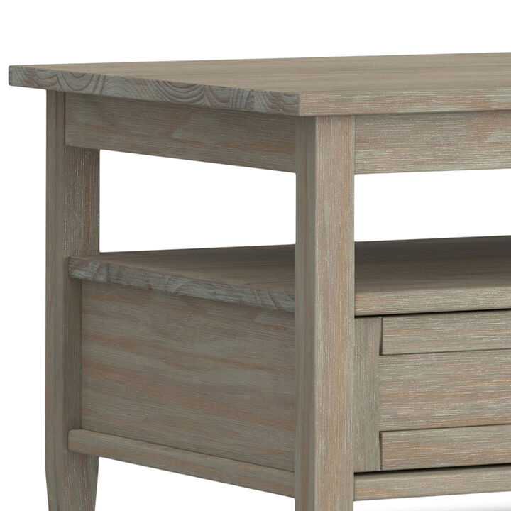 Warm Shaker SOLID WOOD 48 inch Wide Rectangle Transitional Coffee Table in Distressed Grey
