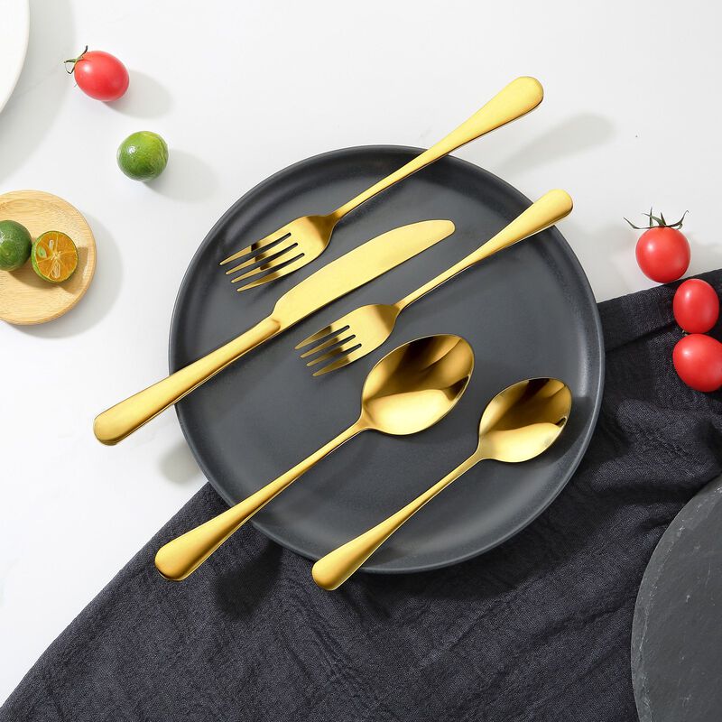 60-Piece Flatware Set for 12, Stainless Steel Cutlery with Knife Fork Spoon, Mirror Polished-Gold image number 1