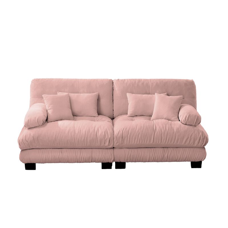 2-Seater Cloud Couch for Living Room, Chenille Fabric Sofa with 2 Lumbar & 2 Throw Pillows, High-Resilience Foam image number 0