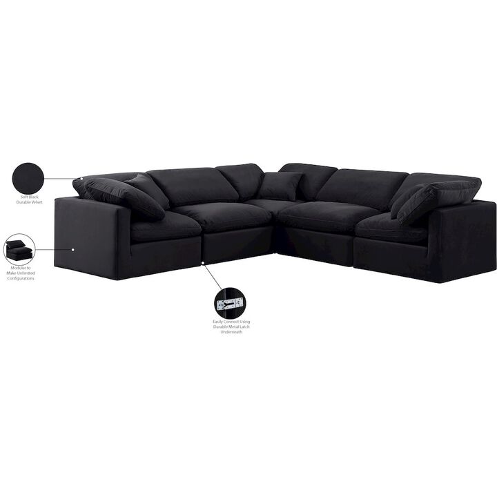 Meridian Furniture Indulge Black Velvet Modular Sectional