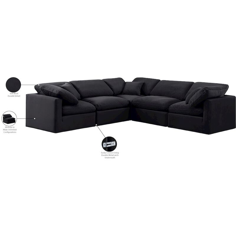 Meridian Furniture Indulge Black Velvet Modular Sectional
