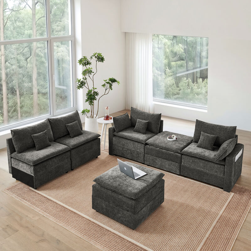 Glocep U Shaped Couch 132" Cloud Modular Sectional image number 2