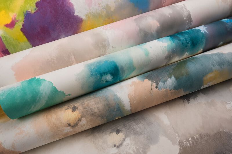 Impressionist Floral Copper & Blue Wallpaper (Double Roll) image number 8