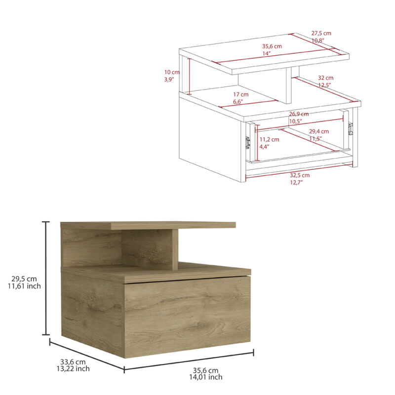 Streamdale Floating Nightstand Flopini, One Drawer, Macadamia Finish image number 8