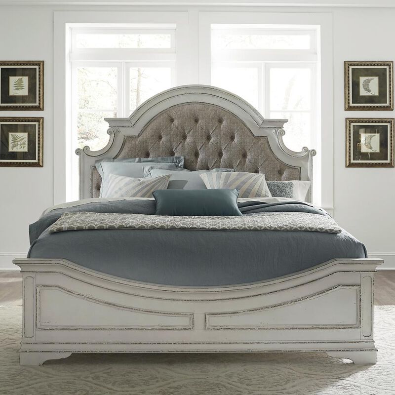 Liberty Furniture Magnolia Manor King Upholstered Bed in Antique White image number 2