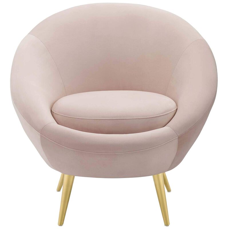 Modway Circuit Modern Performance Velvet Curved Back Accent Lounge Living Room Chair in Pink