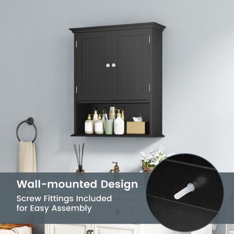 Hivvago Wall Mount Bathroom Cabinet Storage Organizer with Doors and Shelves