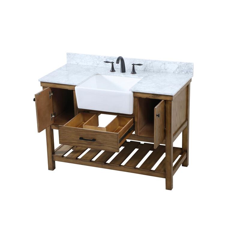 Elegant Kitchen and Bath 48 inch Single bathroom vanity in driftwood with backsplash