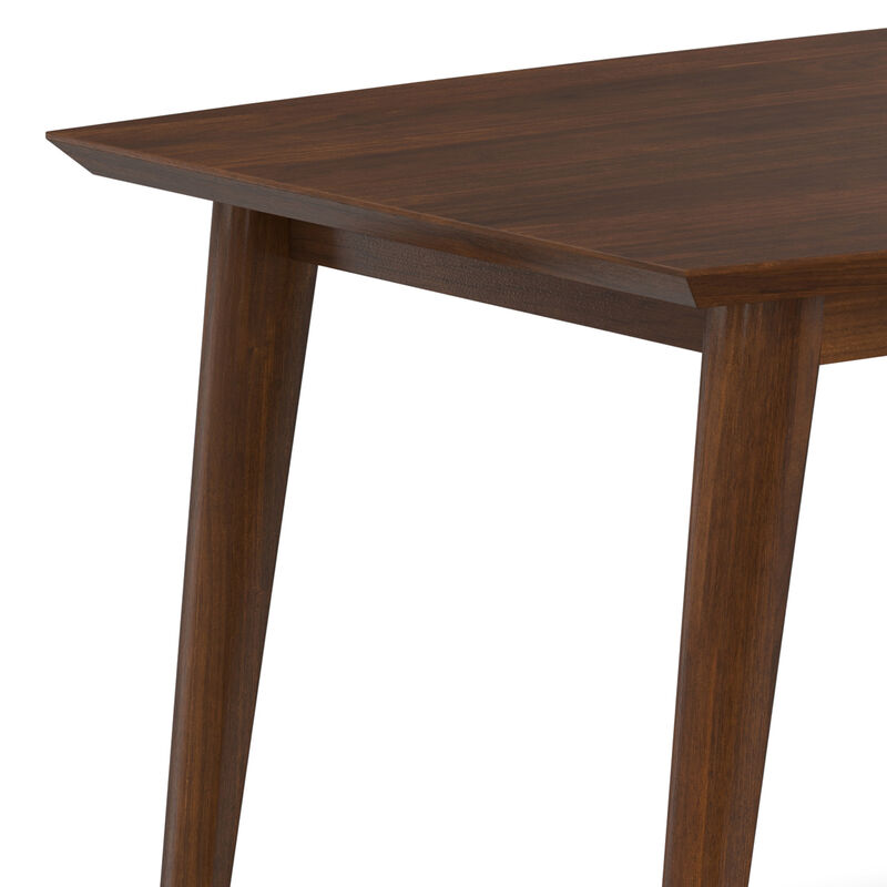 Draper SOLID WOOD and Rubberwood 66 inch x 40 inch Rectangle Mid Century Modern Dining Table in WALNUT WOOD