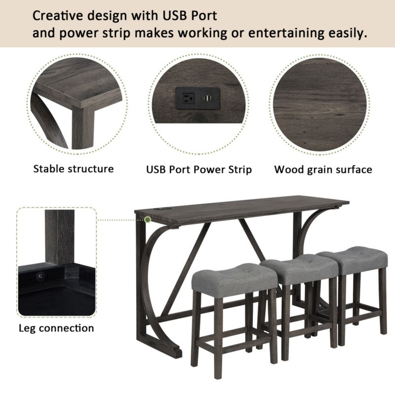 Bunkja Farmhouse Counter‑Height Bar Dining Set image number 3