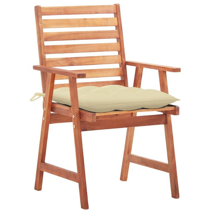Outdoor Chair Set of 2 Natural Wood Solid Acacia wood Standard