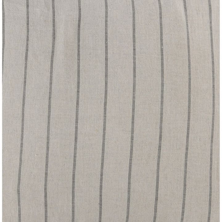 Tara 26 Inch Linen Square Euro Pillow Sham with Woven Stripe Design -Benzara