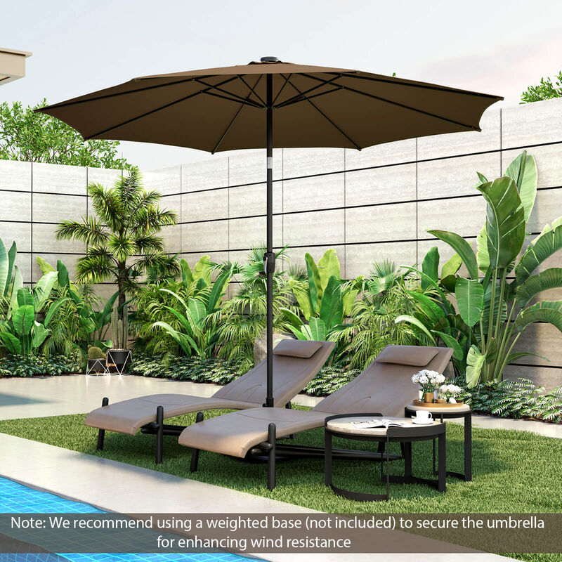 10-Foot Patio Umbrella with 112 Solar LED Lights and Crank Handle