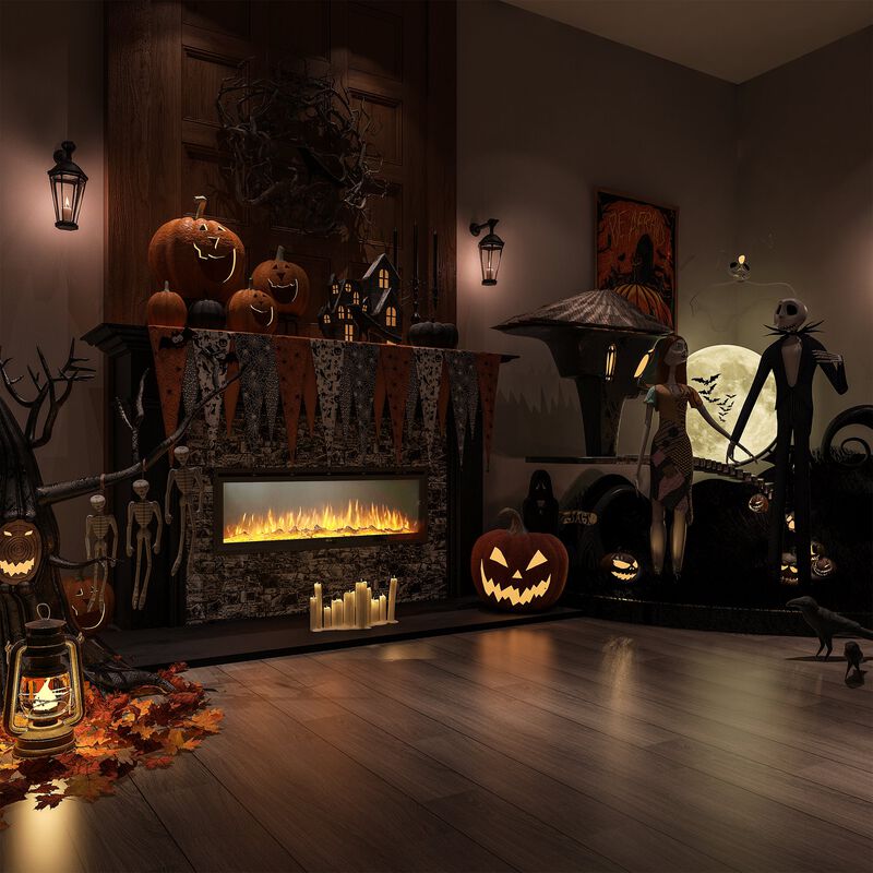 MONDAWE 50" Recessed Wall-mounted Freestanding Electric Fireplace with Remote Control