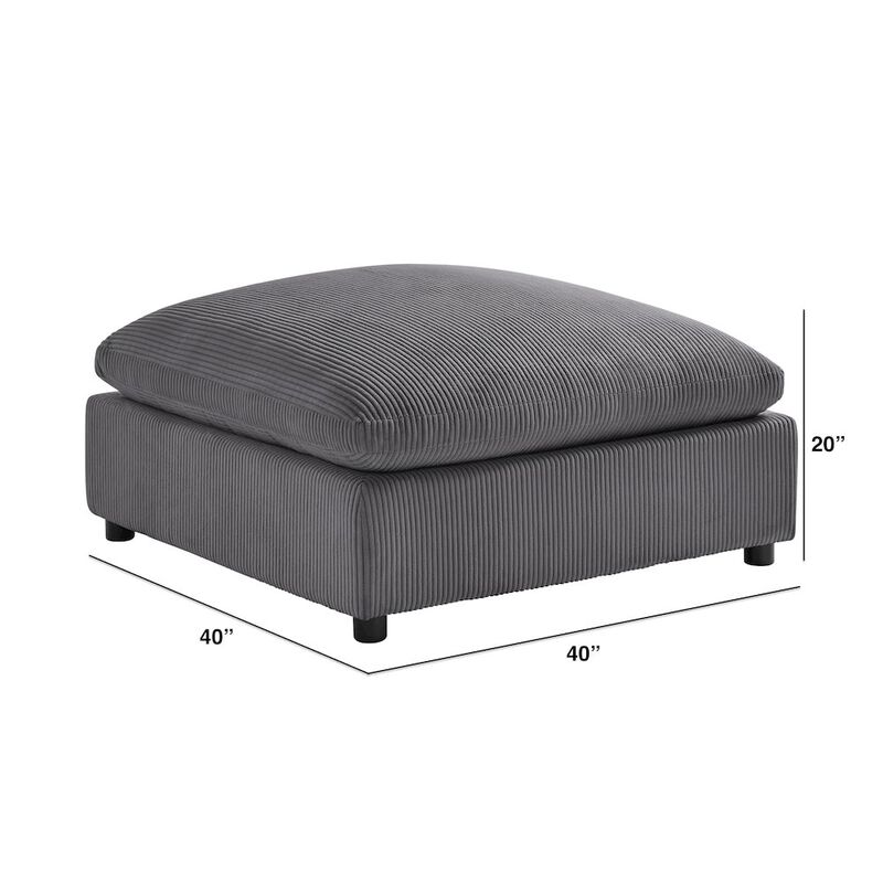 Casella Charcoal Corduroy Ottoman