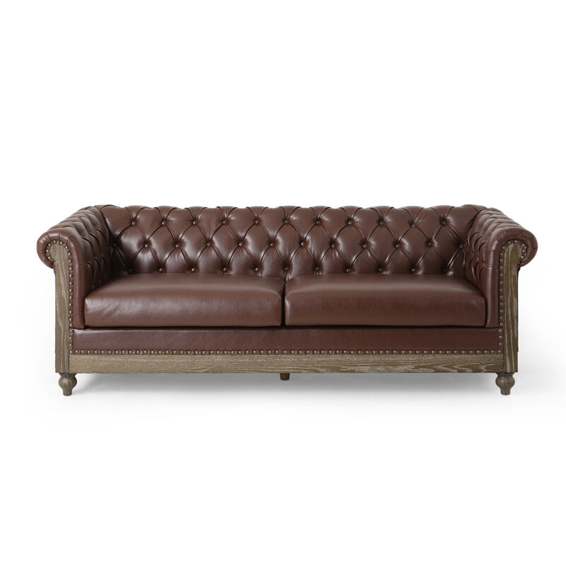 Merax Mirod Comfy 3-Seat Sofa with Wooden Legs, Retro Style for Living Room and Study Sofa image number 1