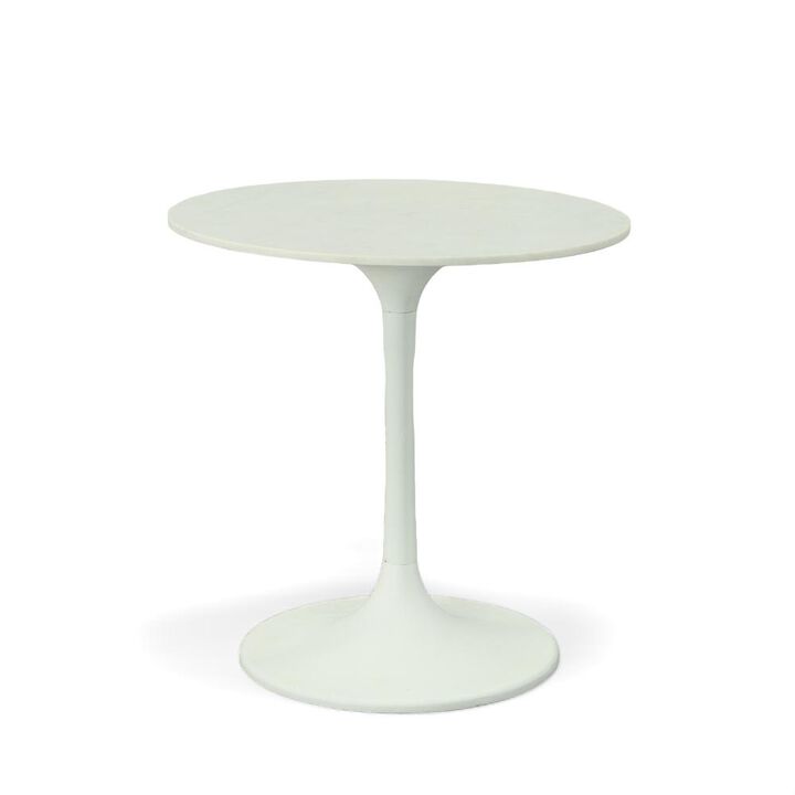 Carolina Living Enzo 30 Round Marble Top Dining Table - White Top - White Base