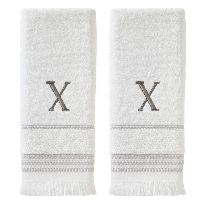 SKL Home By Saturday Knight Ltd Casual Monogram Hand Towel Set X - 2-Count - 16X26", White