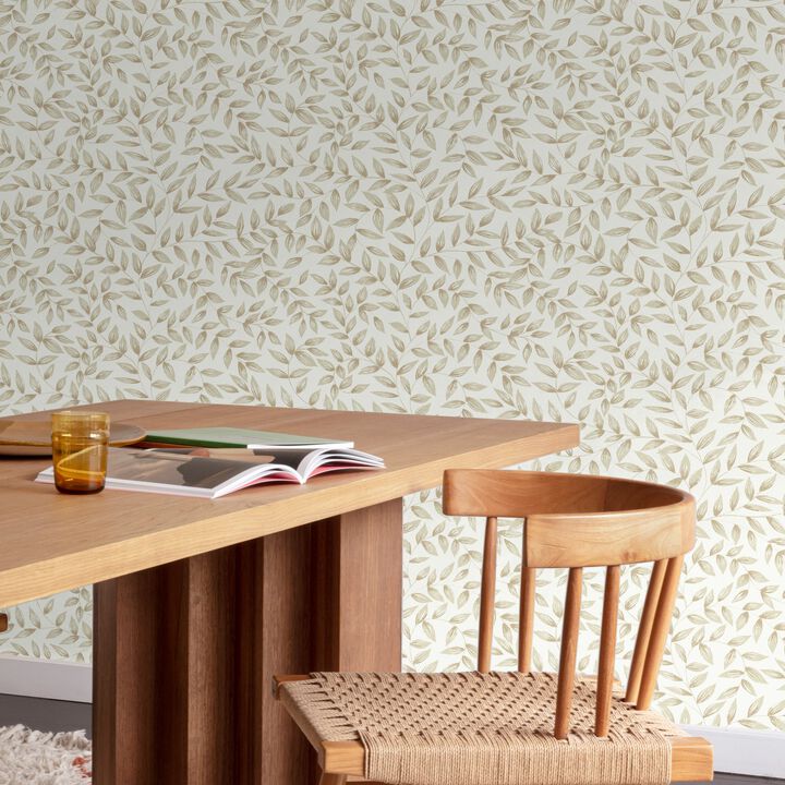 Inia Branched Leaves All-over Beige Wallpaper INA79201