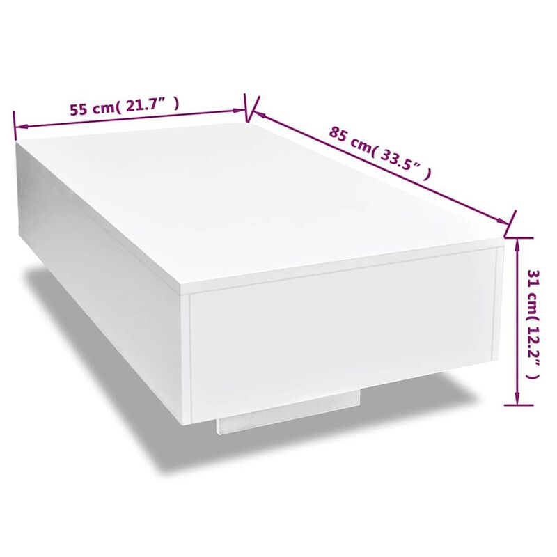 vidaXL Coffee Table High Gloss White, 244022
