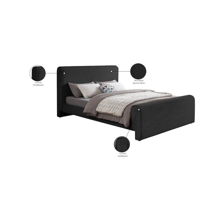 Meridian Furniture Stylus Black Boucle Fabric Queen Bed