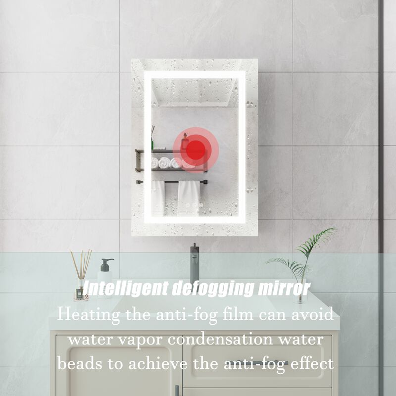 ELEMENT ACE 20 X 28 Inch LED Bathroom Medicine Cabinet with Anti-Fog Mirror and Adjustable Lighting image number 3