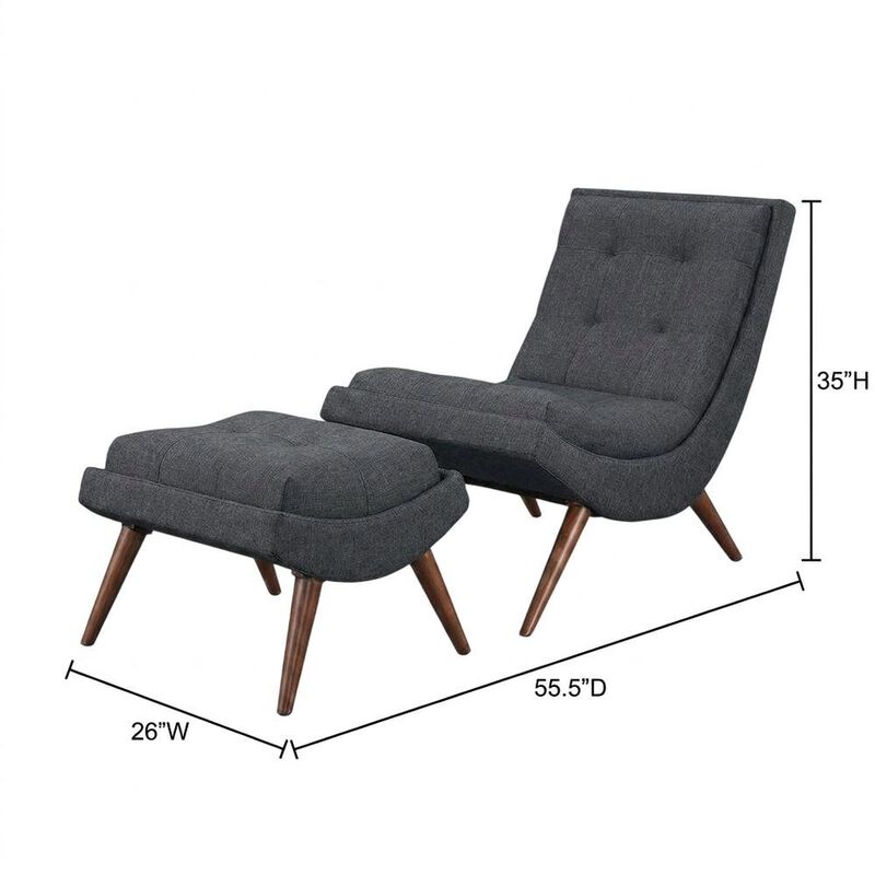 Fabric-Upholstered Lounge Chair for Living Room and Bedroom, Gray image number 2