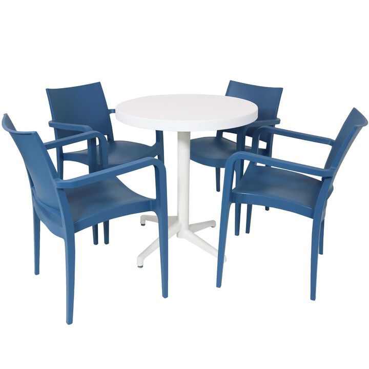 Sunnydaze Landon Plastic 5-Piece Patio Dining Table and Chairs Set