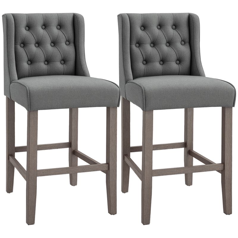 Hivvago Set of 2 Upholstered Bar Stools with Wingback Design image number 0