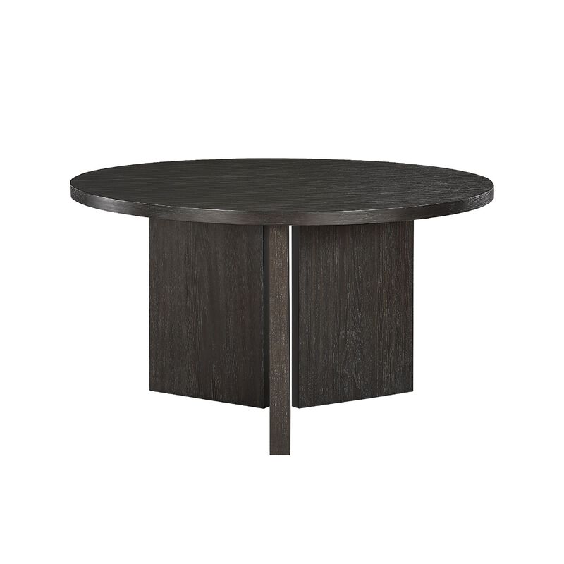 Mez Dining Table, 54 Inch Circular Top, Pedestal Base, Ebony Black image number 0