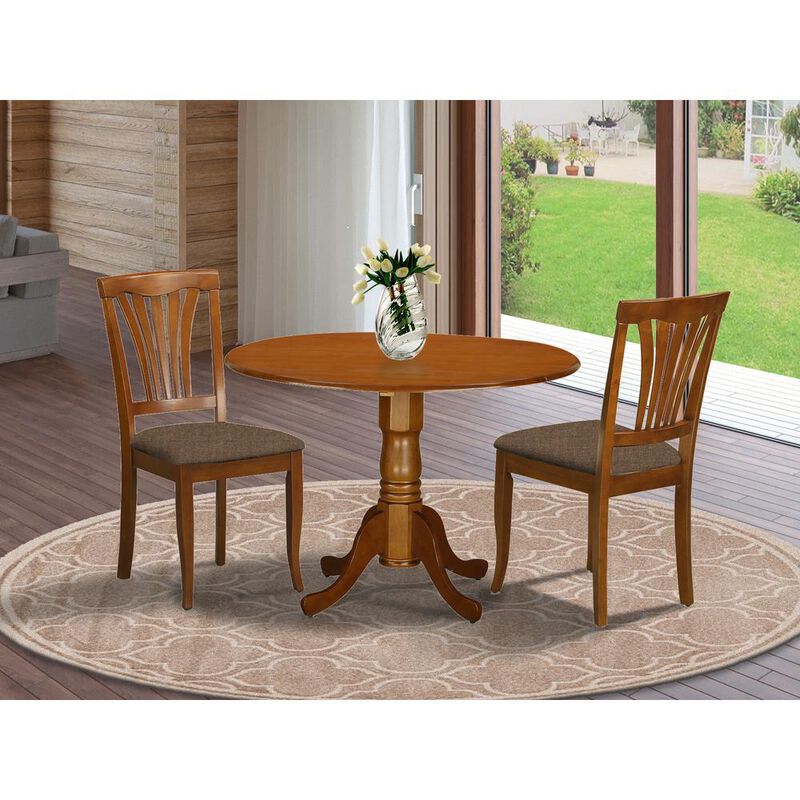 3 PC Kitchen nook Dining set-round Kitchen Table and 2 dinette Chairs