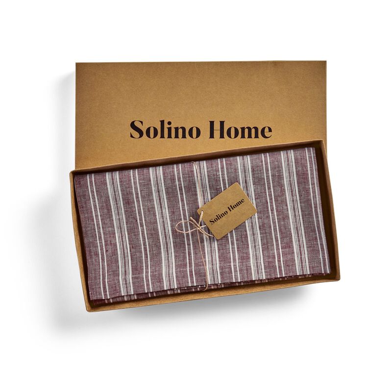 Solino Home Chelsea Stripe 100% Linen Table Throw &ndash; Handcrafted, Machine Washable, Perfect for Holiday and Everyday Dining