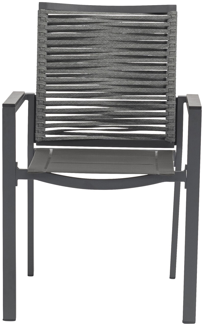 Meridian Furniture Maldives Grey Rope Fabric Outdoor Patio Dining Arm Chair, Set of 2 image number 3