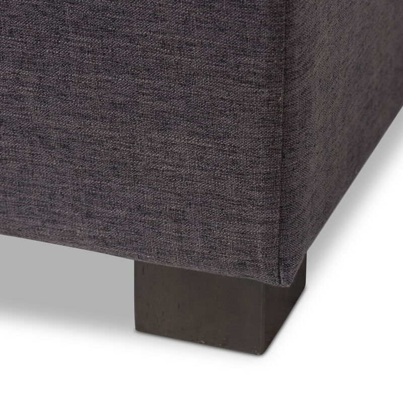 Baxton Studio Roanoke Modern Dark Grey Fabric Upholstered Grid Tufting Storage Ottoman Bench