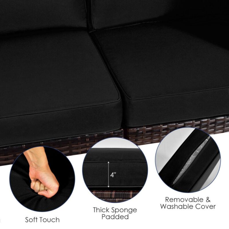 Hivvago 6 Pieces Patio Rattan Furniture Set with Cushions