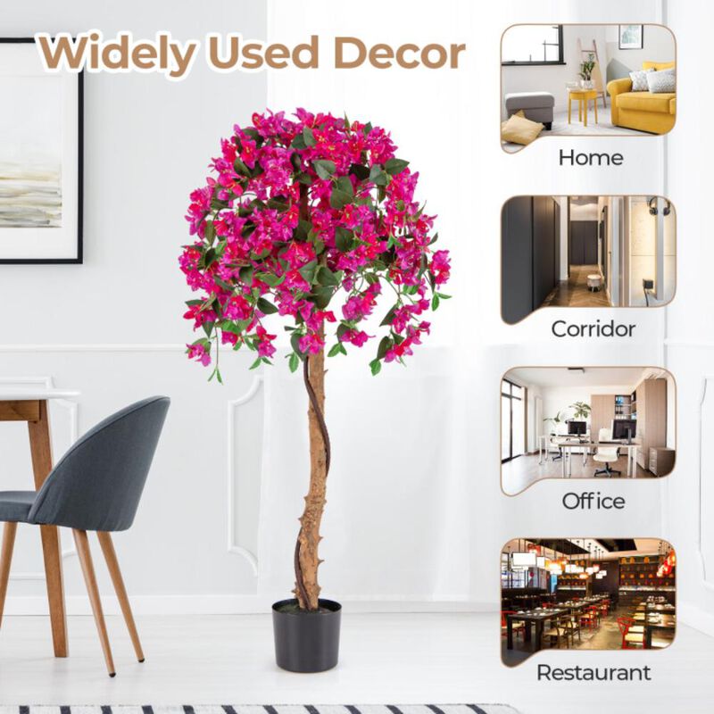 Hivvago Set of 2 4.5 Feet Artificial Azalea Tree with Cement Pot