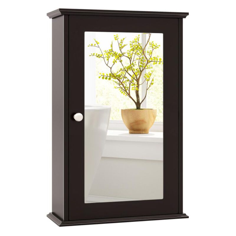 Hivvago Bathroom Wall Cabinet with Single Mirror Door and Adjustable Shelf