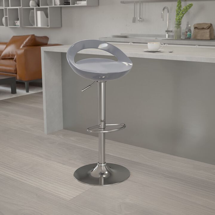 Flash Furniture Plastic Adjustable Height Barstool, Set of 1, Silver