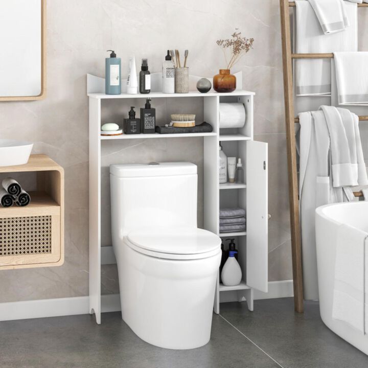 Wood Over the Toilet Bathroom Space Saver with Paper Holder and Shelf