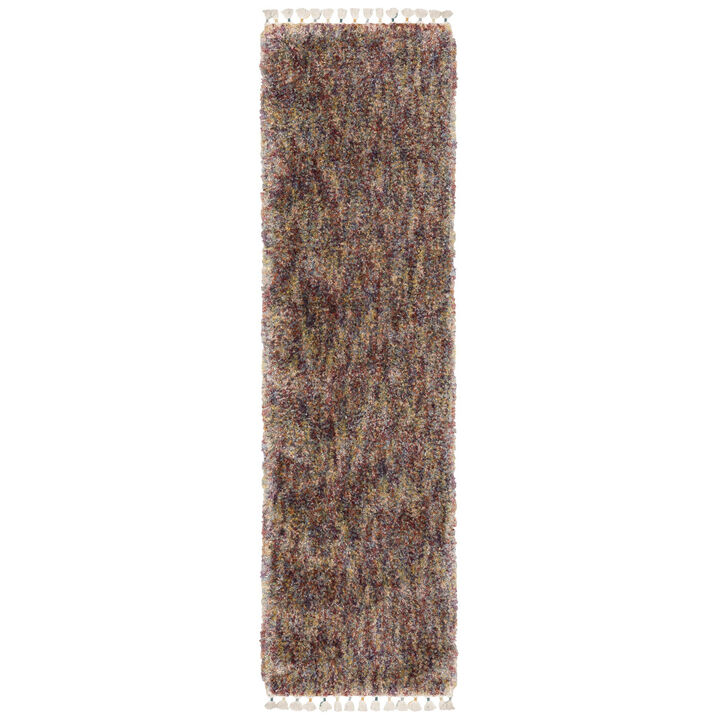 HomeRoots Abstract Shag Runner Rug With Fringe