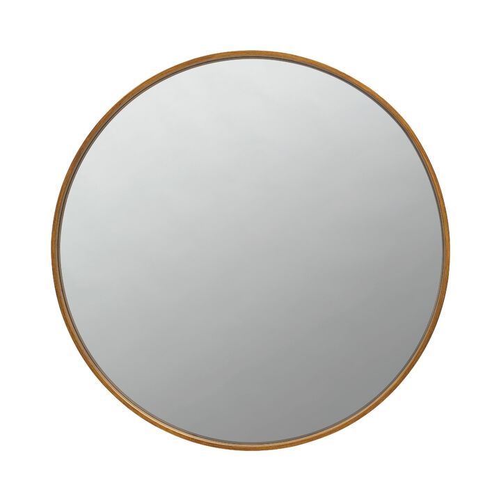 Mirror with Round Metal Frame and Ring Holder, Brass-Benzara