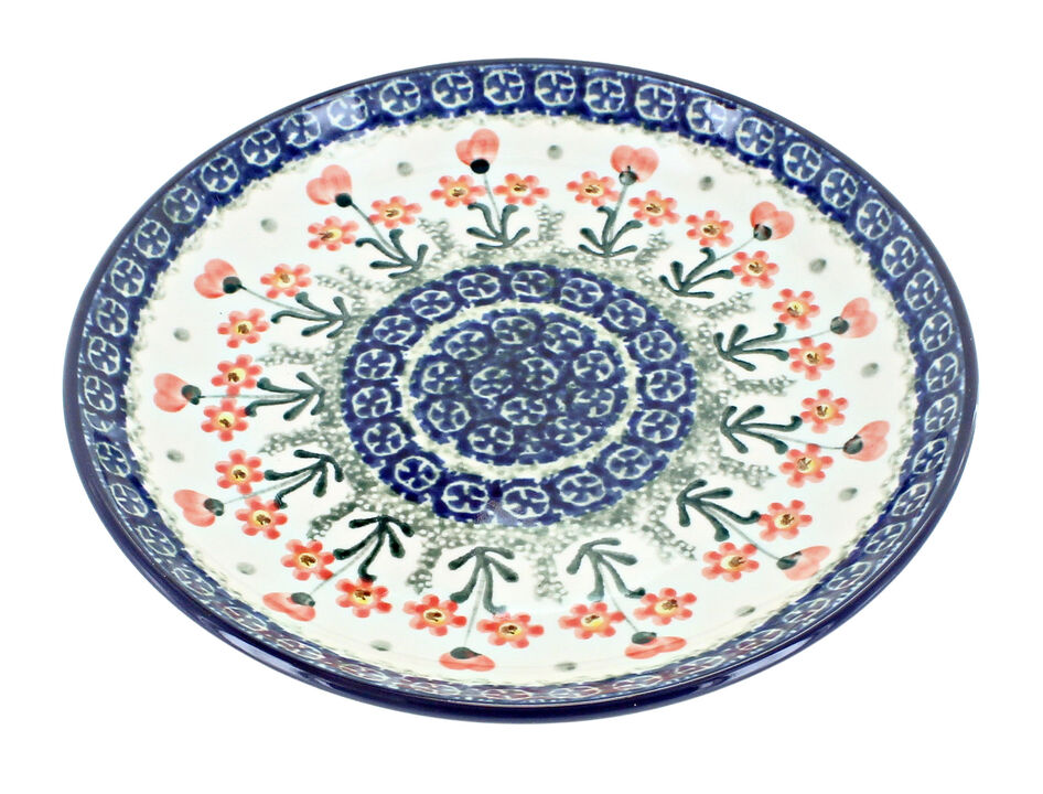 Blue Rose Polish Pottery Day Lily Bouquet Dessert Plate