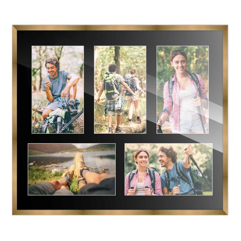 12x14 Wood Collage Frame with a Black Mat for 4x6 Pictures