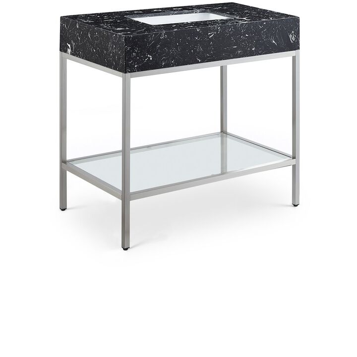 Meridian Furniture Marmo Black Engineered Marble Bathroom Vanity