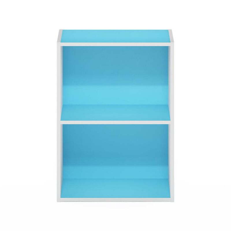 Furinno Luder 2-Tier Open Shelf Bookcase, Light Blue/White
