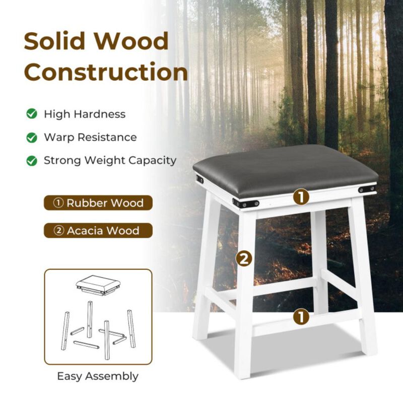 Hivvago Set of 2 24/30 Inch Dining Bar Stool with Acacia Wood Frame